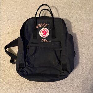 Embroidered Cherry Blossom 15 inch laptop Kånken Black Backpack